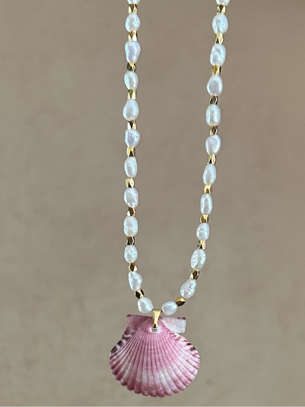 Gold Freshwater Pearl Sanibel shell necklace